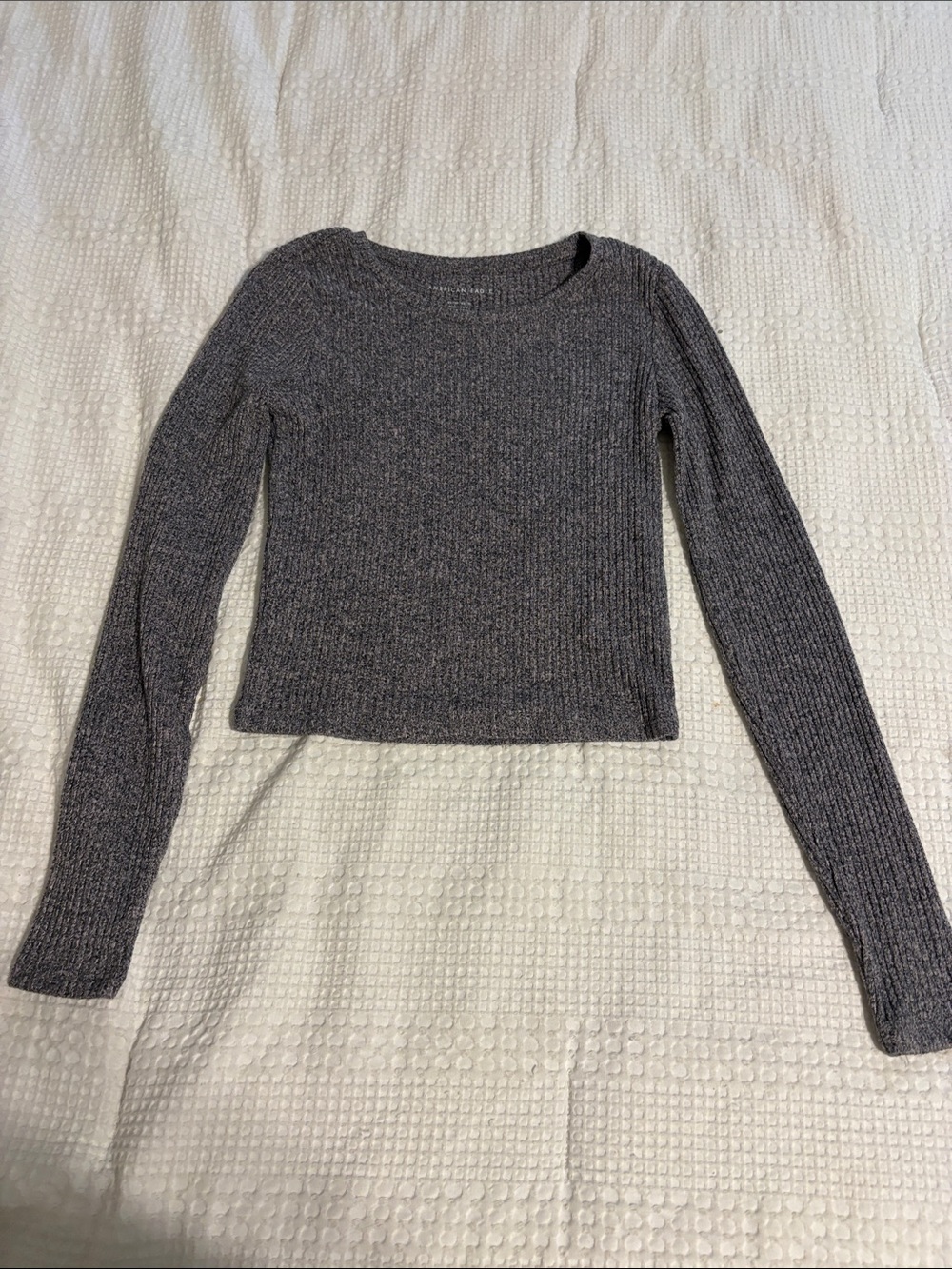 American Eagle Outfitters Charcoal with purple hues Ribbed Long-Sleeve Top